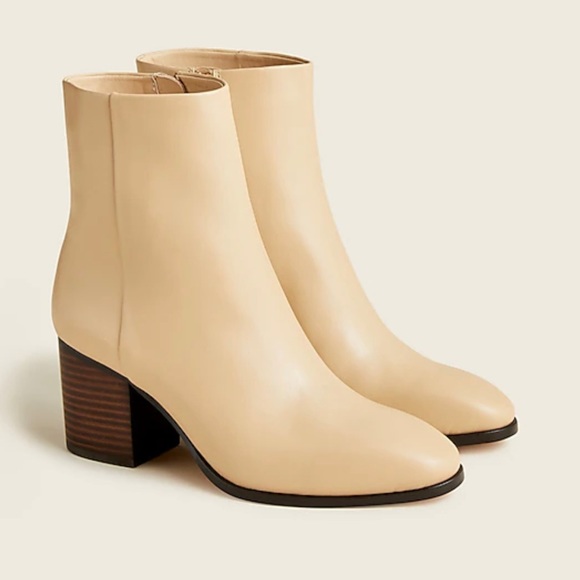 J. Crew Shoes Jcrew Sadie Stackedheel Ankle Boots In Leather Poshmark